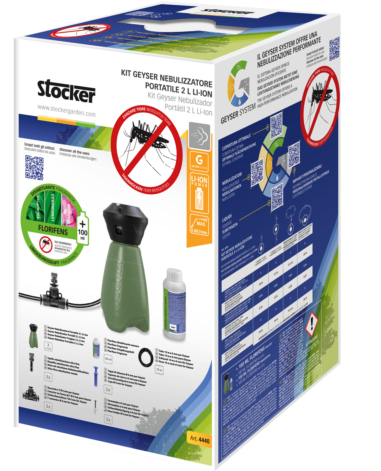 STOCKER Kit Geyser Strategia Green Antizanzare - Larvicida, Repellente E Disabituante Per Giardino